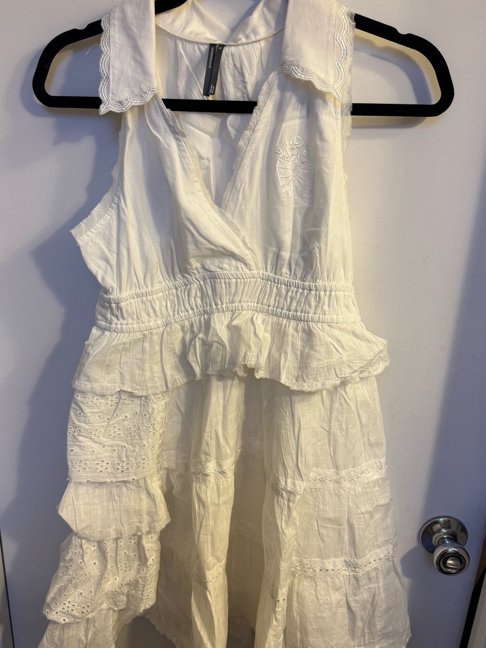 Anthropologie White Ruffle Tiered Skirt Dress